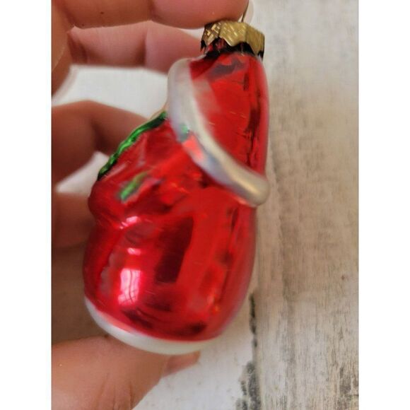 Santa toy sack pine tree blown glass ornament Xmas - Picture 2 of 5